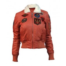 Top Gun B-15 Womens Flight Satin Jacket With Patches